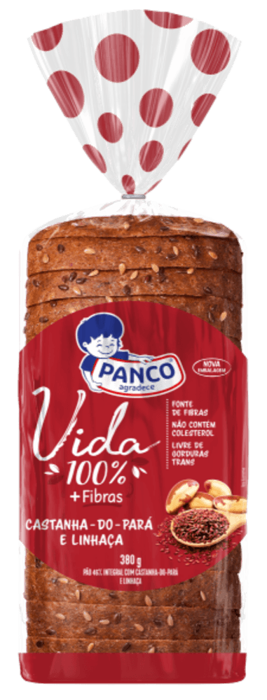 Pão 46% Integral com Castanha-do-Pará e Linhaça Panco Vida Pacote 380g