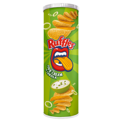 Salgadinho a Base De Batata Sour Cream e Cebola Ruffles Tira Onda Elma Chips Tubo 100G