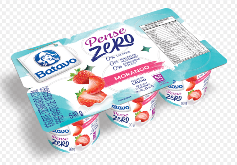 Iogurte Batavo Pense Zero Desnatado 0 Lactose Morango Bandeja 540g