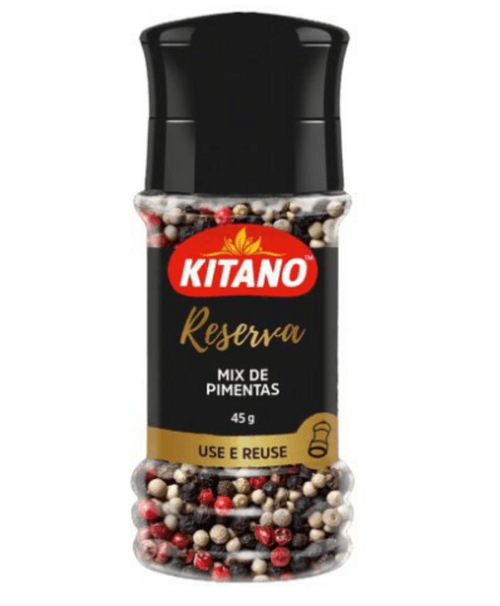 Mix de Pimenta-Preta, Pimenta-Branca e Pimenta-Rosa Kitano Reserva Vidro 45g