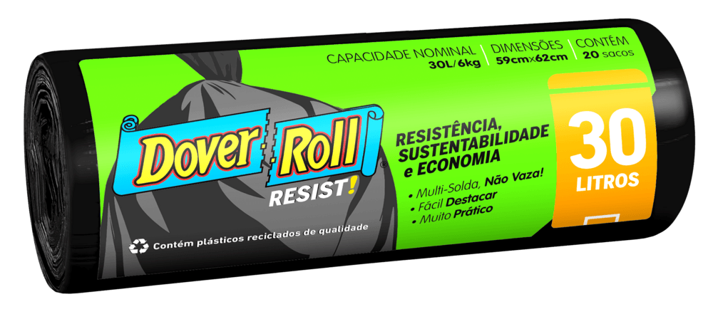 Saco para Lixo Preto 30l Dover Roll Resist 20 Unidades
