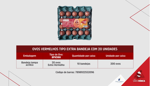 Ovo Vermelho Extra Santa Mônica 20 Unidades