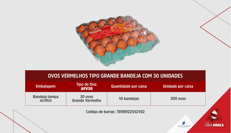 Ovo-Vermelho-Grande-Santa-Monica-Caixa-com-30-Unidades