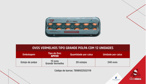 Ovo Vermelho Grande Santa Mônica com 12 Unidades