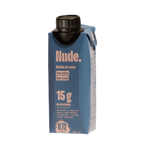 Bebida à Base de Aveia 15g de Proteínas com Cacau sem Adição de Açúcar Nude. Caixa 250ml