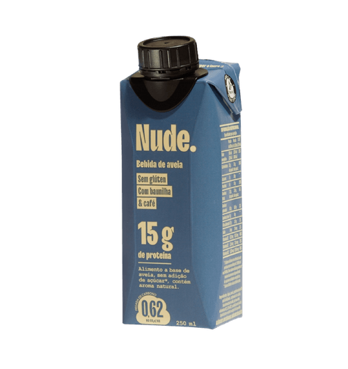 Bebida à Base de Aveia 15g de Proteínas com Baunilha & Café sem Adição de Açúcar Nude. Caixa 250ml