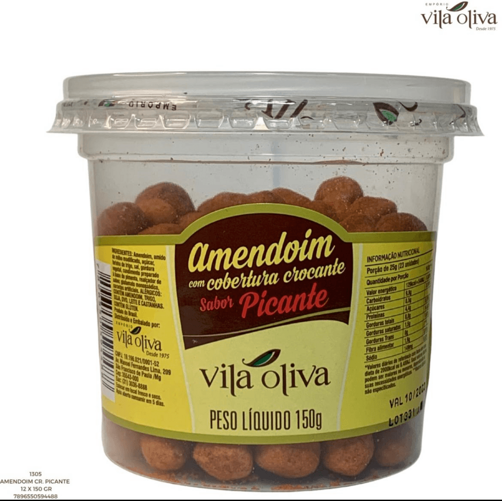 AMENDOIM CROCANTE PICANTE VILA OLIVA POTE 150 GRAMAS