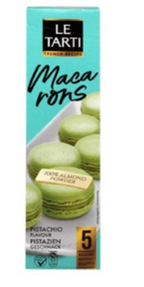Macarons-Recheado-Frances-LE-TARTI-Pistache-Caixa-60g