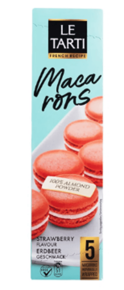 Macarons Recheado Frances LE TARTI Morango Caixa 60g