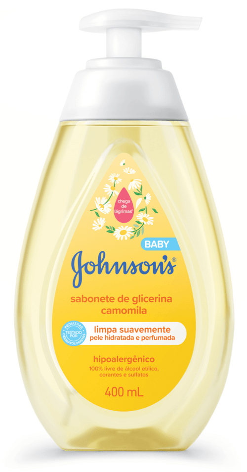 SABONETE LIQUIDO INFANTIL JOHNSON'S BABY 400ML CAMOMILA LIMPA SUAVEMENTE PELE HIDRATADA E PERFUMADA HIPOALERGENICO 100% LIVRE DE ALCOOL ETILICO CORANT