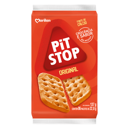 biscoito salgado original marilan pit stop pacote 137g 6 unidades de 22,8g cada