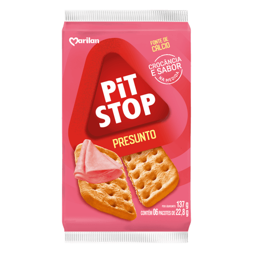 biscoito salgado presunto marilan pit stop pacote 137g 6 unidades de 22,8g cada