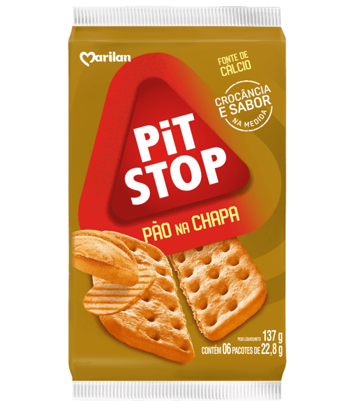 biscoito salgado pão na chapa marilan pit stop pacote 137g 6 unidades de 22,8g cada