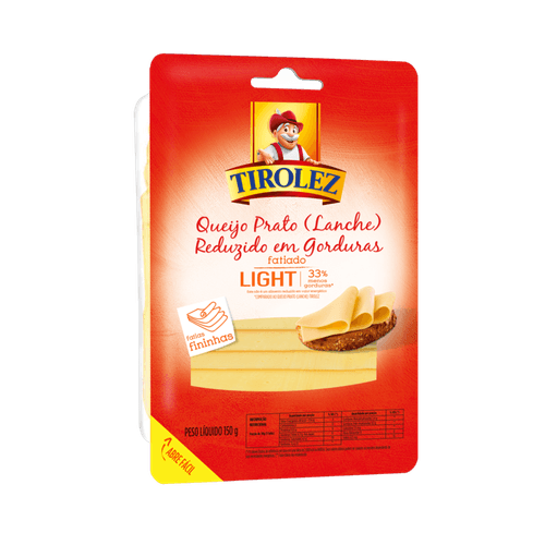 Queijo Prato (Lanche) Fatiado Light Tirolez 150g
