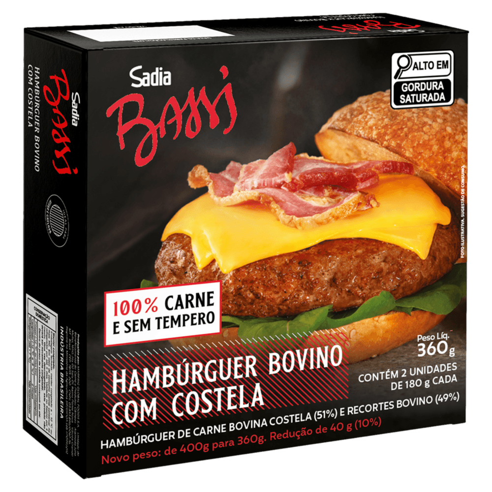 Hambúrguer Bovino Sadia Bassi Costela 360g