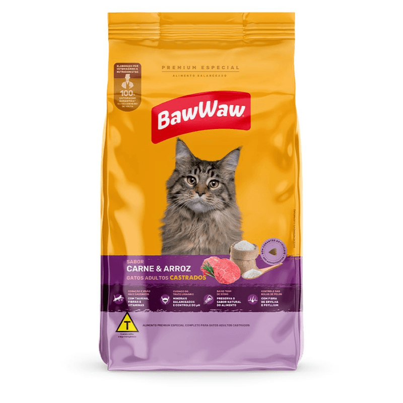 Alimento-Gato-Baw-Waw-900G-Adulto-Castrado-Carne-e-Arroz