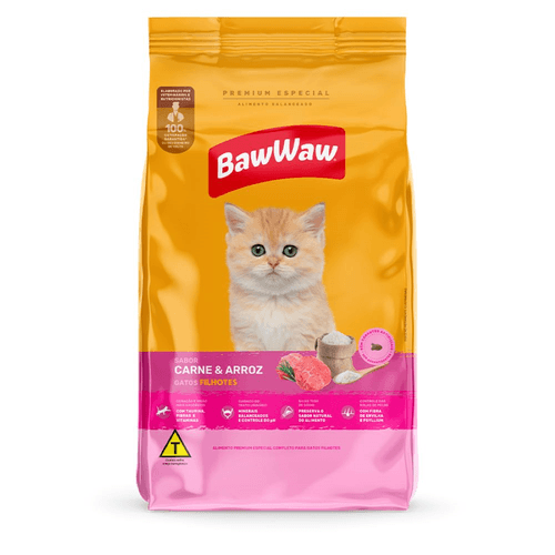 Alimento para Gatos Filhotes Carne e Arroz Baw Waw 900g