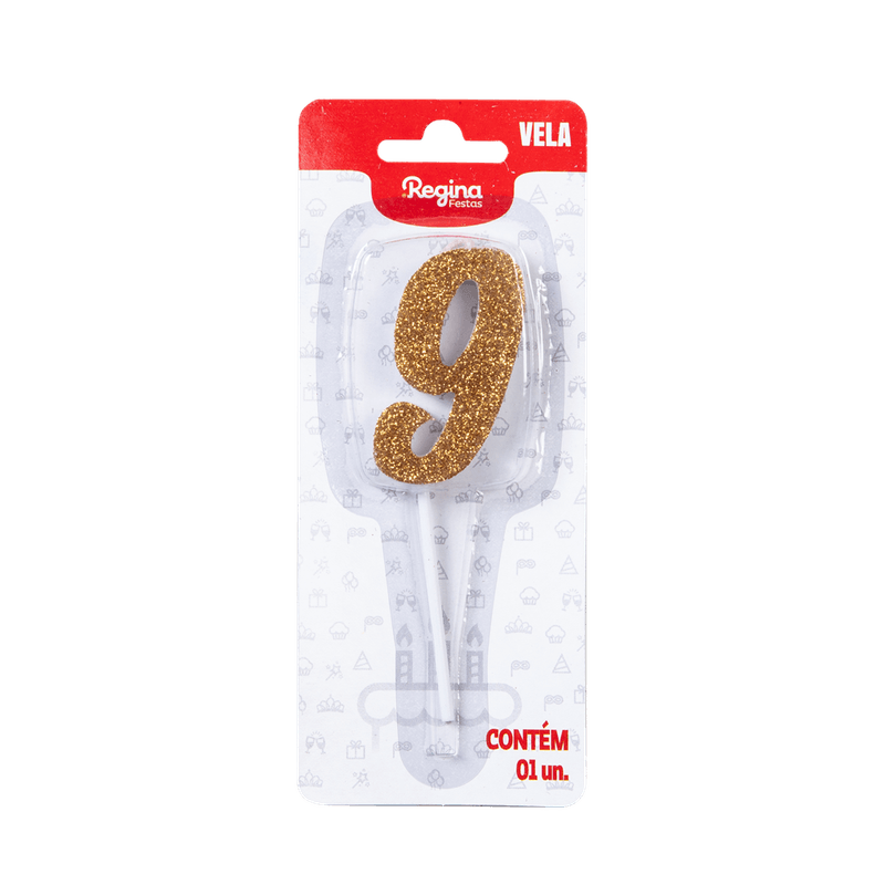 VELA-REGINA-1UN-PICK-GLITTER-DOURADA-NUMERO-9