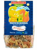 Macarrao-de-Semola-Grano-Duro-Tricolor-Dinossauros-Paganini-Bambini-Pacote-200g-Gratis-50g