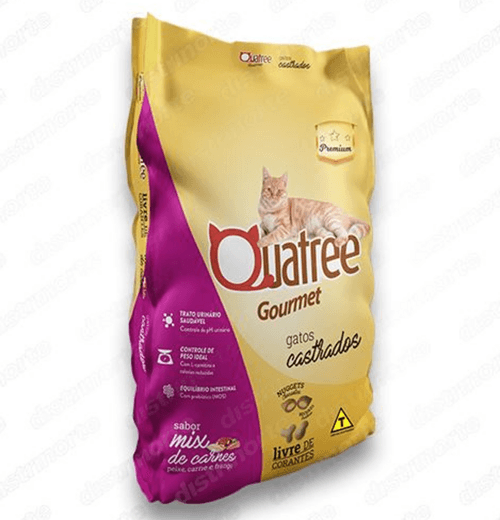 Ração Quatree Gourmet Gatos Castrados Mix Carne 1,0Kg