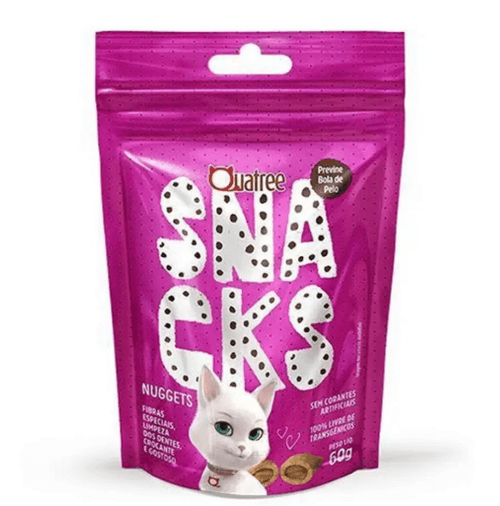 Petisco Quatree Snacks Nuggets Gatos Bola e Pelo 60g