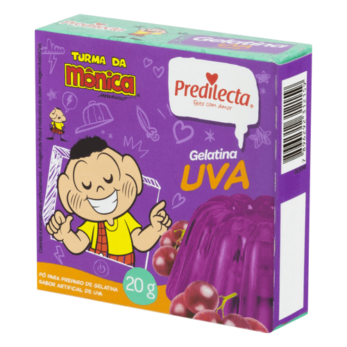 Preparo de Gelatina em Pó Uva Turma da Mônica Predilecta Caixa 20g