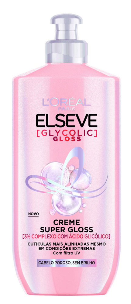 Creme para Pentear Super Gloss com Filtro UV L'oréal Paris Elseve Glycolic Gloss Frasco 250ml