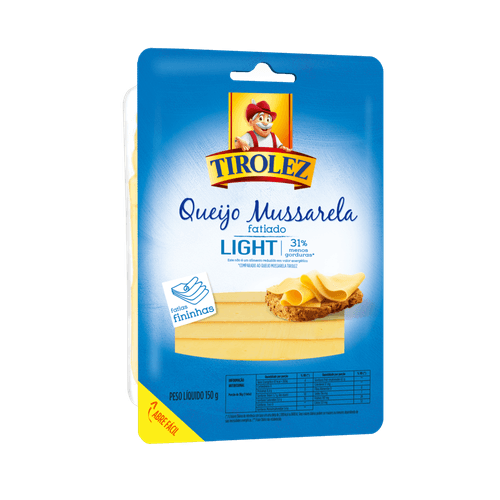 Queijo Mussarela Fatiado Light Tirolez 150g