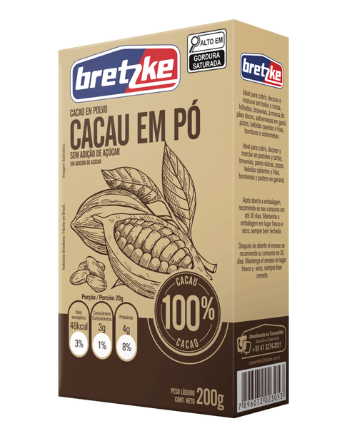 Cacau em Pó Marrom Bretzke Pacote 200g