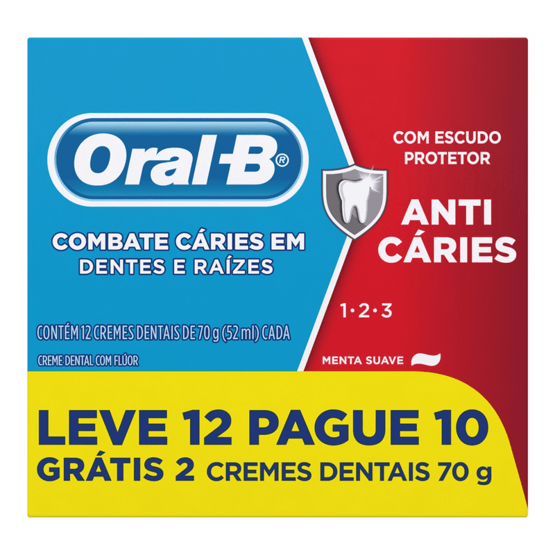 Creme-Dental-com-Fluor-Menta-Suave-Oral-B-1-2-3-Caixa-70g-Cada-Leve-12-Pague-10-Unidades