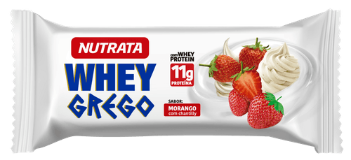 Barra De Proteína Morango Com Chantilly 11g De Proteínas Whey Grego Bar Nutrata 40g