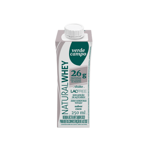 Bebida Láctea Verde Campo Natural Whey Lacfree UHT Coco Zero Lactose Caixa 250ml