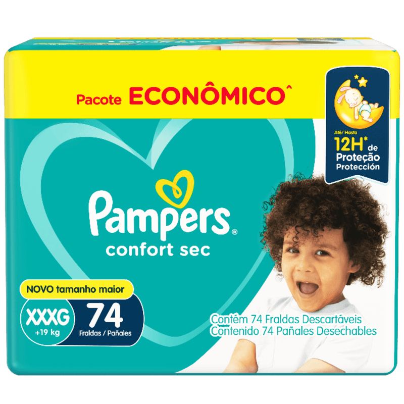 Fralda-Descartavel-Infantil-Pampers-Confort-Sec-XXXG---de-19kg-Pacote-Economico-74-Unidades