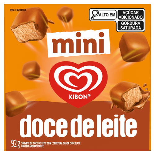 Mini Sorvete Doce de Leite com Cobertura Chocolate Kibon Caixa 92g