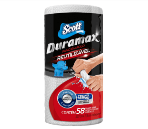 Pano Reutilizável em Rolo Branco Scott Duramax 20,1cm x 21,5cm 58 Unidades