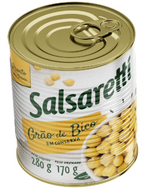 Grão-de-Bico em Conserva Salsaretti Lata Peso Líquido 280g Peso Drenado 170g