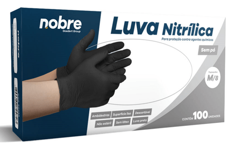 LUVAS NITRILICA NOBRE 100UN-CX PTO S/PO TAM MED