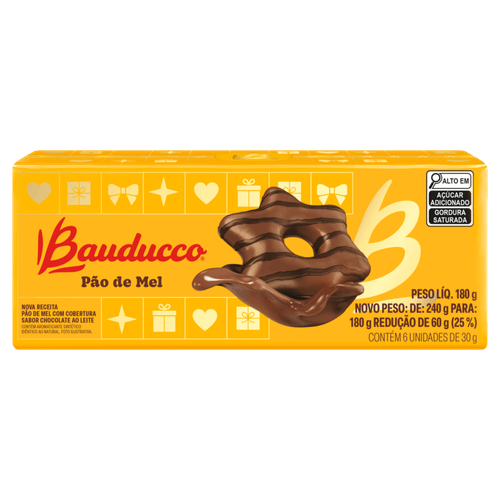 Pão de Mel Bauducco Cobertura de Chocolate ao Leite 180g