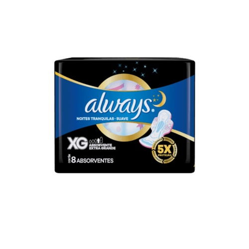 Absorvente com Abas Suave Always Noites Tranquilas XG Pacote 8 Unidades