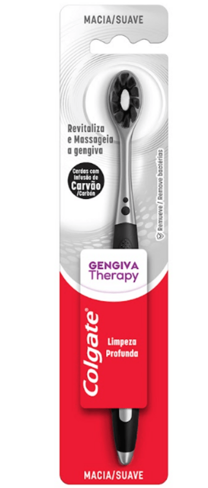Escova Dental Macia Cerdas com Infusão de Carvão Colgate Gengiva Therapy Cabeça Compacta