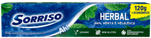 Creme Dental Anis, Menta e Melaleuca Sorriso Herbal Caixa 120g + Econômico