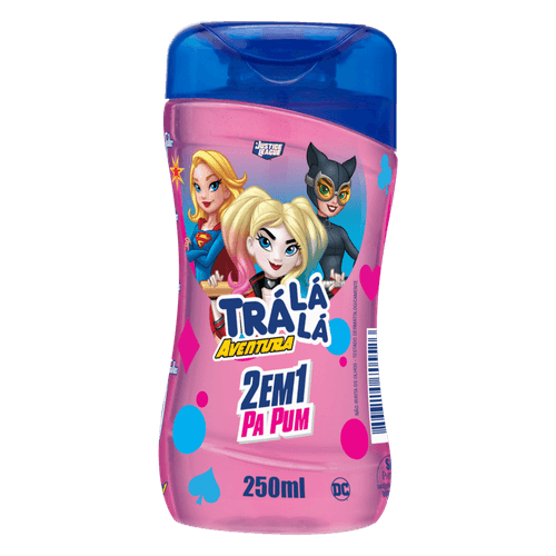 Shampoo Infantil 2 em 1 Justice League Trá Lá Lá Aventura Ligeiro Frasco 250ml