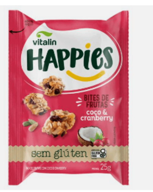 Mix de Frutas e Sementes Bites Coco e Cranberry Vitalin Happies Pacote 25g