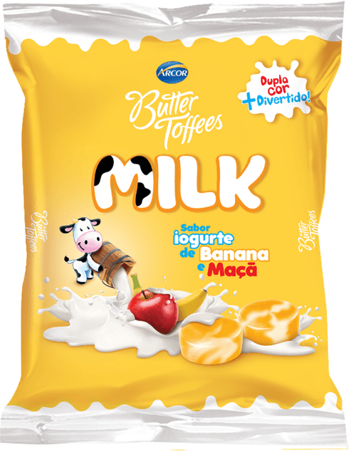 Bala Iogurte de Banana e Maçã Butter Toffees Milk Pacote 48g