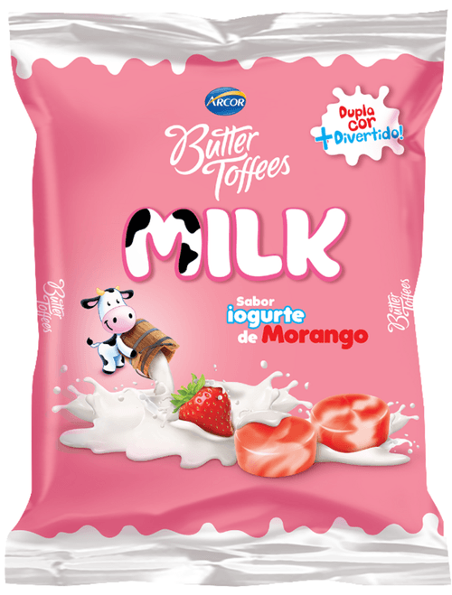 Bala Iogurte de Morango Butter Toffees Milk Pacote 48g