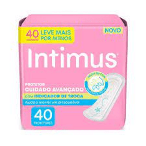 Protetor Diário sem Abas Suave com Indicador de Troca Intimus Cuidado Avançado Pacote 40 Unidades Leve Mais Pague Menos