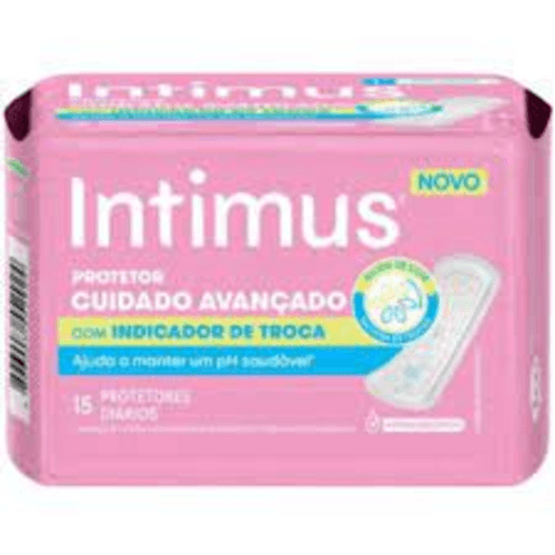 Protetor Diário sem Abas Suave com Indicador de Troca Intimus Cuidado Avançado Pacote 15 Unidades