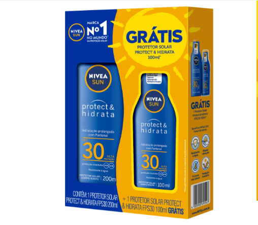 Kit-Protetor-Solar-FPS-30-Nivea-Sun-Protect---Hidrata-200ml-Gratis-Protetor-Solar-FPS-30-100ml