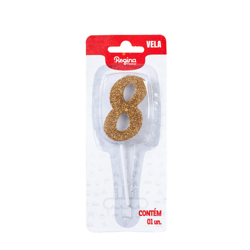 VELA-REGINA-1UN-PICK-GLITTER-DOURADA-NUMERO-8