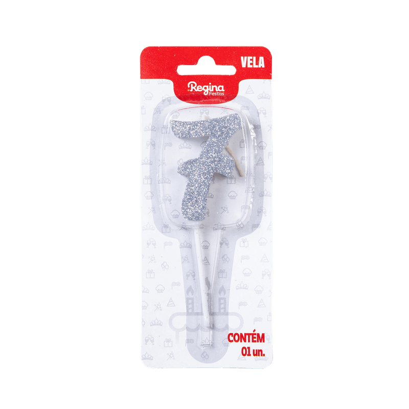 VELA-REGINA-1UN-PICK-GLITTER-PRATA-NUMERO-7